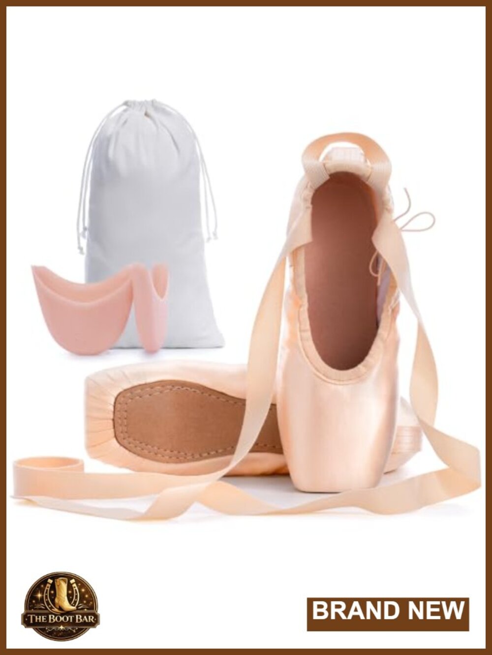 Professional Pointe Ballet Dance Shoes Leather Sole Ribbon